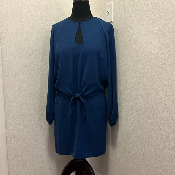 Amanda Uprichard Blue Cardigan Dress Combo Jacket Dress Tie Front Size M - Picture 1 of 8